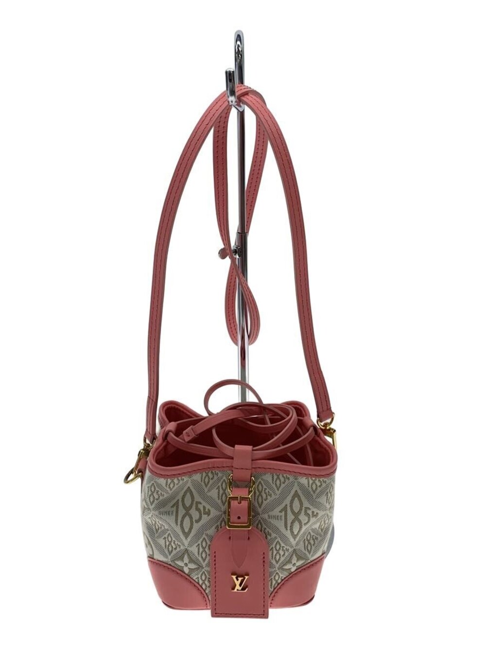 LOUIS VUITTON red beige Jacquard Since 1854 Noe bucket bag drawstring